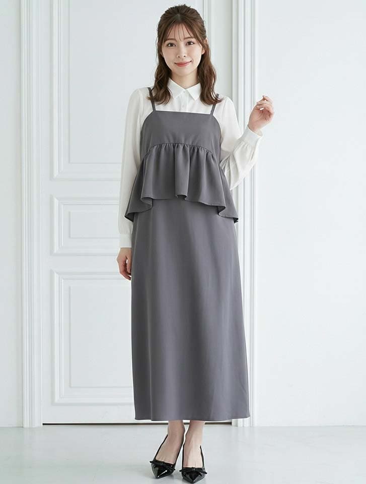 【cestmignon_mauセレクト】 ペプラムデザインドッキングキャミワンピース