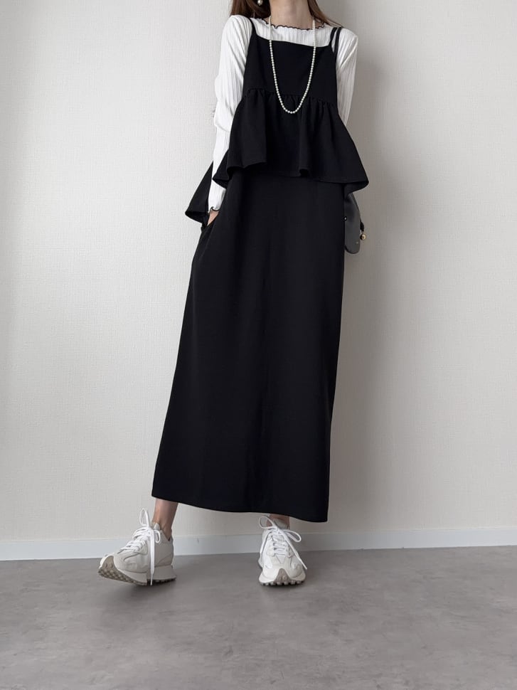 【cestmignon_mauセレクト】 ペプラムデザインドッキングキャミワンピース