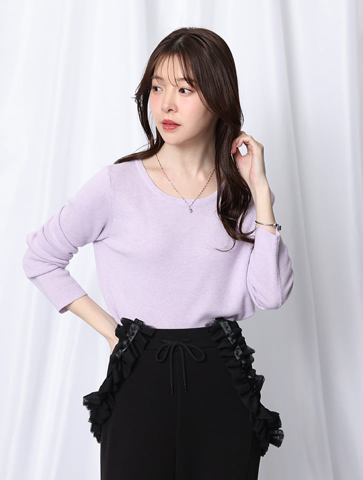 クルーネックシンプルニット