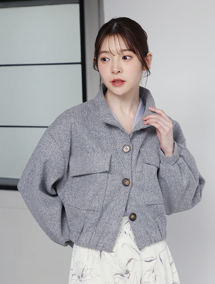 スタンドカラーポケットジャケット