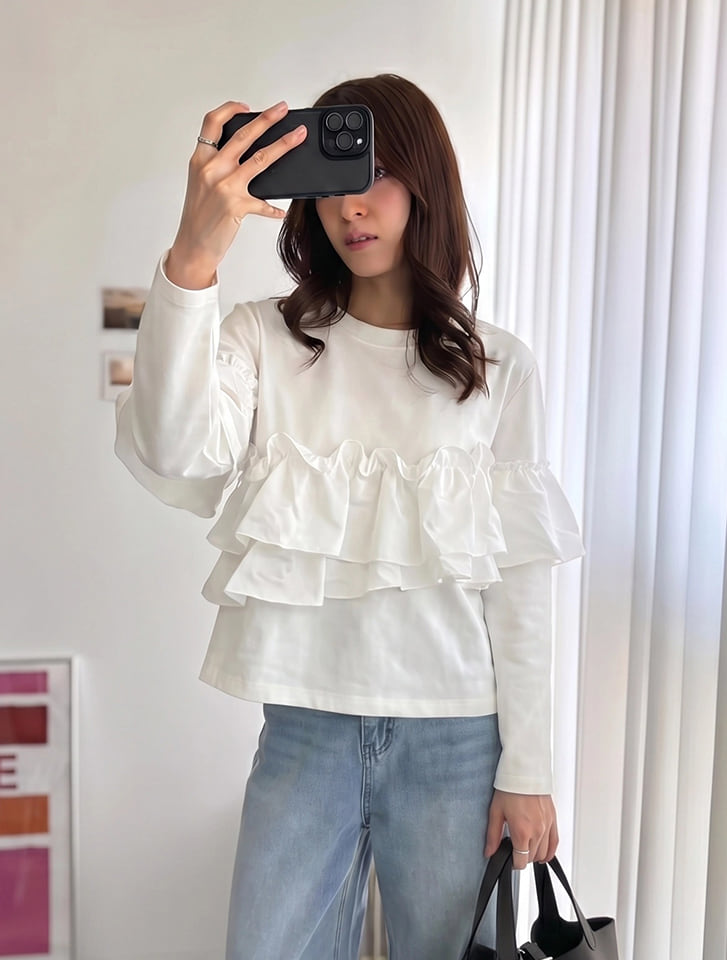 アシンメトリーフリルプルオーバー