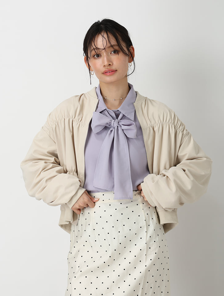 シャーリングデザインブルゾン