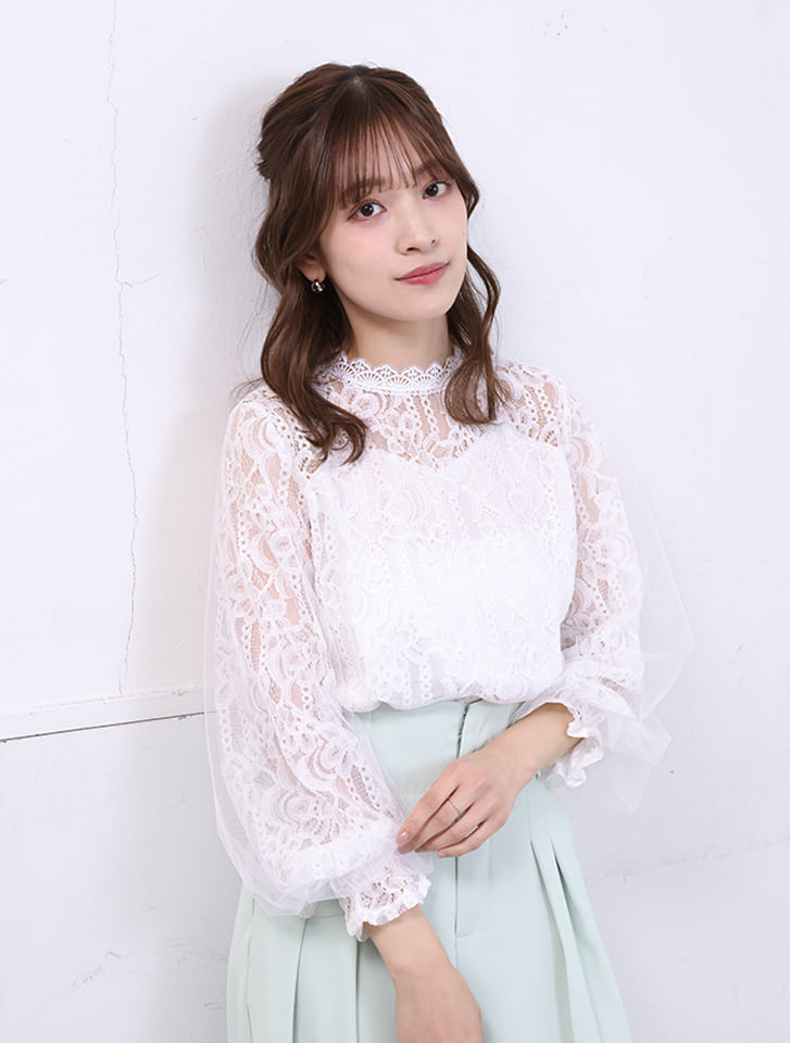 レース長袖ブラウス