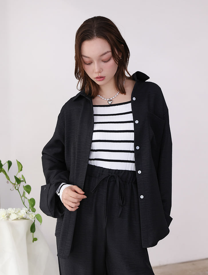 リネンライクシャツパンツセットアップ