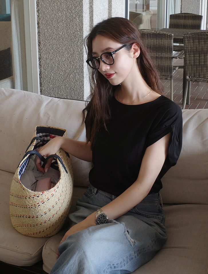 【mikuセレクト】【接触冷感】袖口折り返しデザインTシャツ