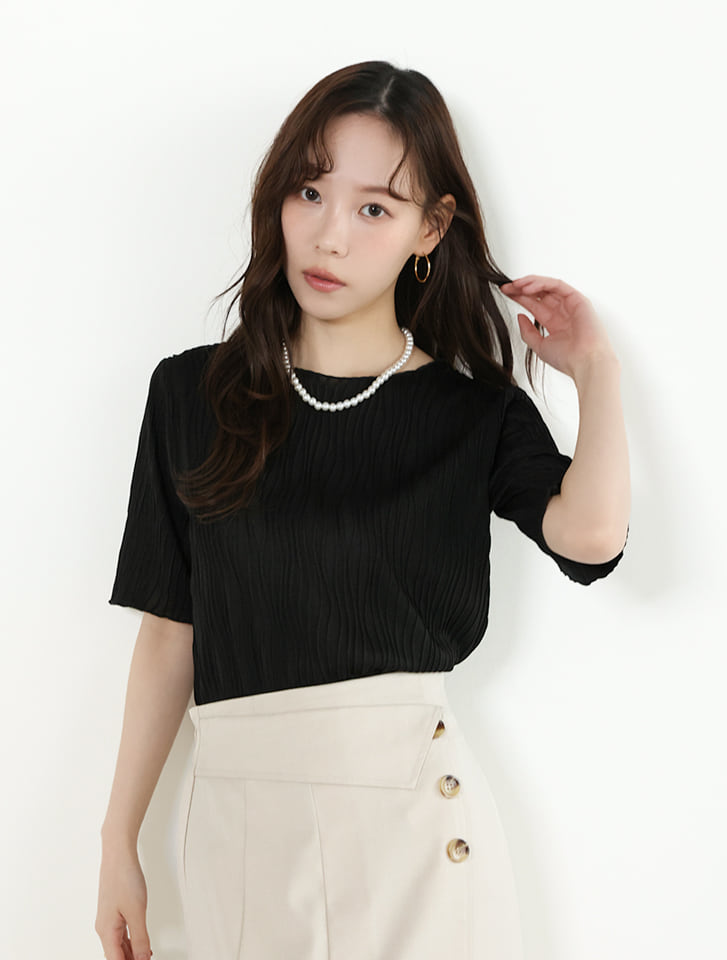 ウェーブジャガードクルーネックTEE