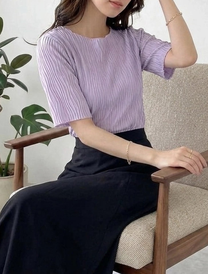 ウェーブジャガードクルーネックTシャツ