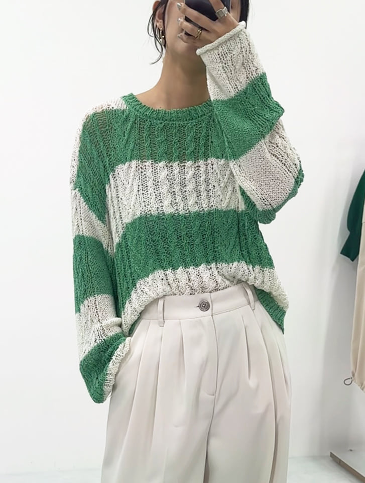 ケーブルボーダープルオーバー