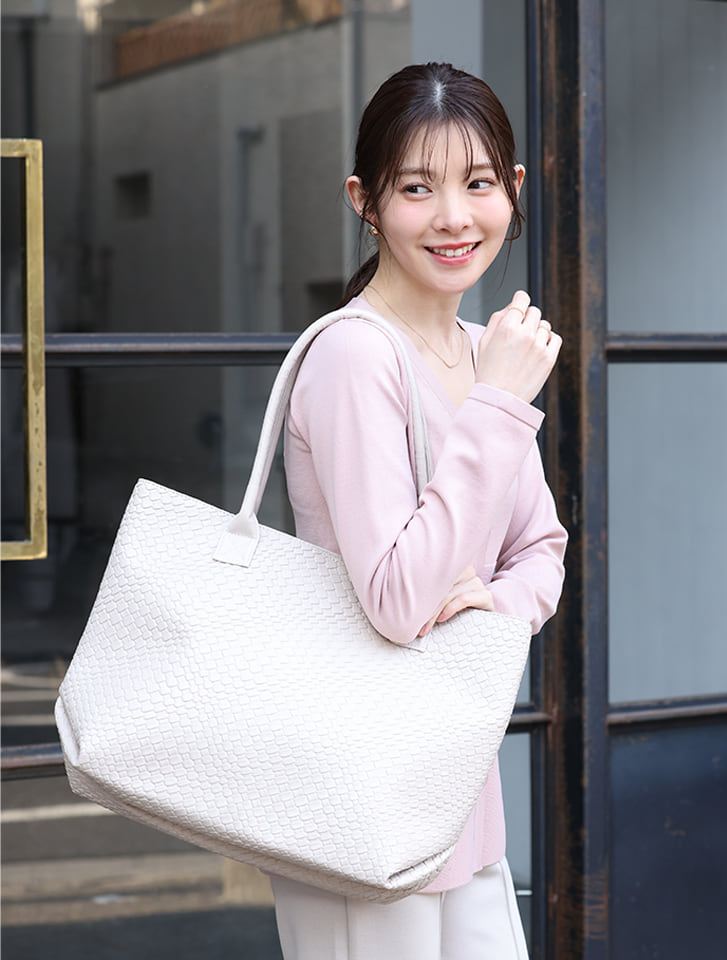 【A4対応】編み込み風トートバッグ