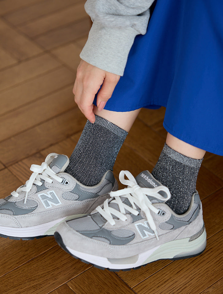 ラメリブショートソックス