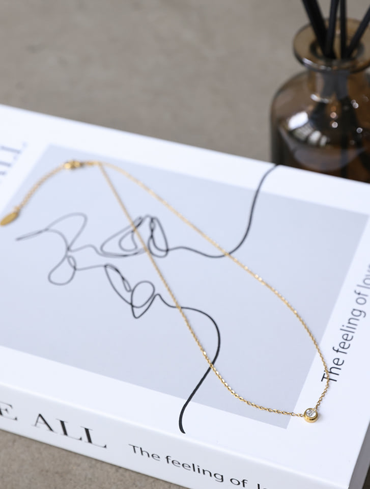 1粒ストーンヴィンテージゴールドネックレス