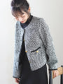 【harukaセレクト】ノーカラーツイードジャケット