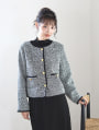 【harukaセレクト】ノーカラーツイードジャケット