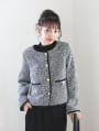 【harukaセレクト】ノーカラーツイードジャケット
