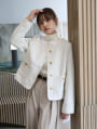 【harukaセレクト】ノーカラーツイードジャケット