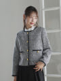 【harukaセレクト】ノーカラーツイードジャケット