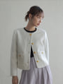 【harukaセレクト】ノーカラーツイードジャケット