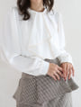 配色ボウタイ2way長袖ブラウス