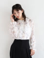 前開きジャガード花柄ブラウス