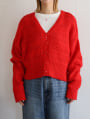 透かし編みVネックニットカーディガン