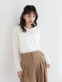 起毛レースクルーネックトップス