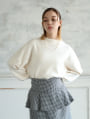 【ウォッシャブル】【M・Lサイズあり】袖口パールボタン付ニット