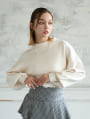 【ウォッシャブル】【M・Lサイズあり】袖口パールボタン付ニット