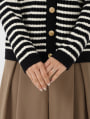 ボーダー金ボタンニットカーディガン