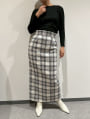 【kanaセレクト】 【U150サイズあり】チェック柄バックスリットナロースカート
