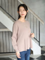 【ウォッシャブル】【M・Lサイズあり】バックパールボタンペプラムニット
