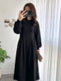 【manaodaysセレクト】裏起毛ウエストタックワンピースサイドポケット付き
