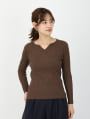 Vネックフィットリブニット