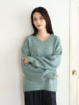アルパカタッチVネックミックスニット