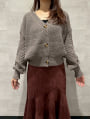 袖ポコポコVネックニットカーディガン