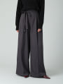 ウエストリボン付きセンタープレスワイドパンツ