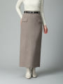 ベルト付きニットIラインスカート