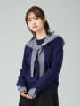 【取外し可】セーラーカラーフード付きクルーネックニット