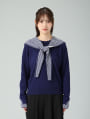 【取外し可】セーラーカラーフード付きクルーネックニット