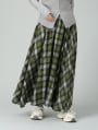 総ゴムチェックフレアスカート
