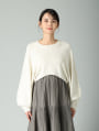 ラメ混ファンシーヤーンボリュームスリーブニット