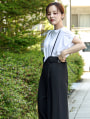 【田中亜希子セレクト】麻調サスペンダー付パンツ