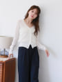 サマーシアーボタンVネックカーディガン
