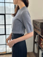 クルーネックストレート5分袖ニット