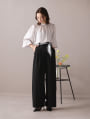 【U150サイズあり】スカーフ付きタックワイドパンツ
