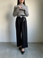 【U150サイズあり】スカーフ付きタックワイドパンツ