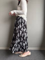 フラワープリントバックゴムフレアスカート