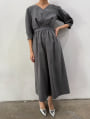 Vネックウエスト切替ワンピース