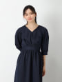 Vネックウエスト切替ワンピース