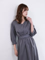 Vネックウエスト切替ワンピース