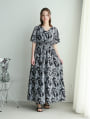 【MARIAセレクト】 フラワープリントウエストシャーリングワンピース